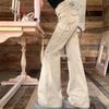 Style American Bootcut Pants Female Clothing Retro Autumn Winter High Waist Button Hotsweet Stylish Multi-Pocket Trousers