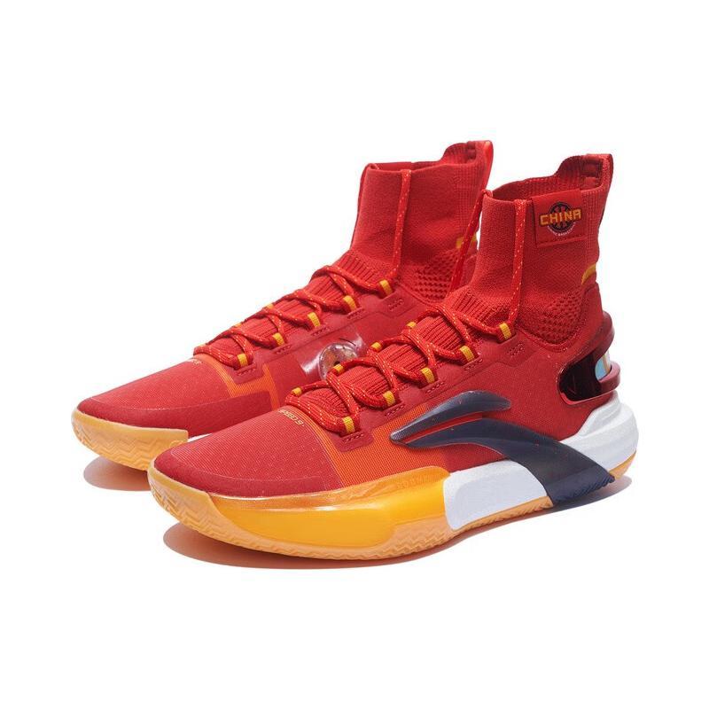 New LiNing Speed 9 Ultra Cushioning Anti Slip And Wear Resistant High Top Basketball Shoes Bright Neon Red ABAT013-6