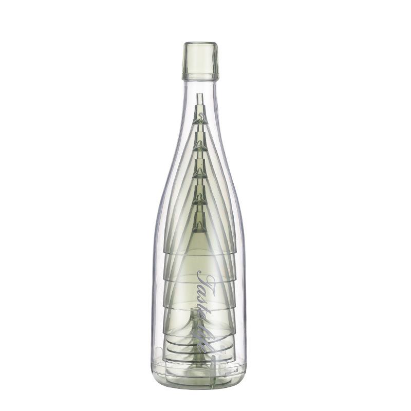 Set di Calici da Vino in Plastica con Bottiglia Contenitore Flûte da Champagne Portatili per Picnic Campeggio Mimosa Bar
