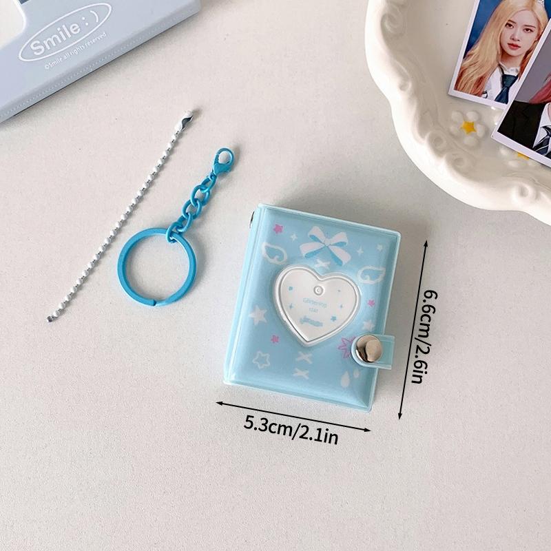 Mini Photo Album 1/2/3inch Photo Card Holder Id Photo Idol Small Card Storage PVC Binder Album Fangirls Bag Keychain Keyring