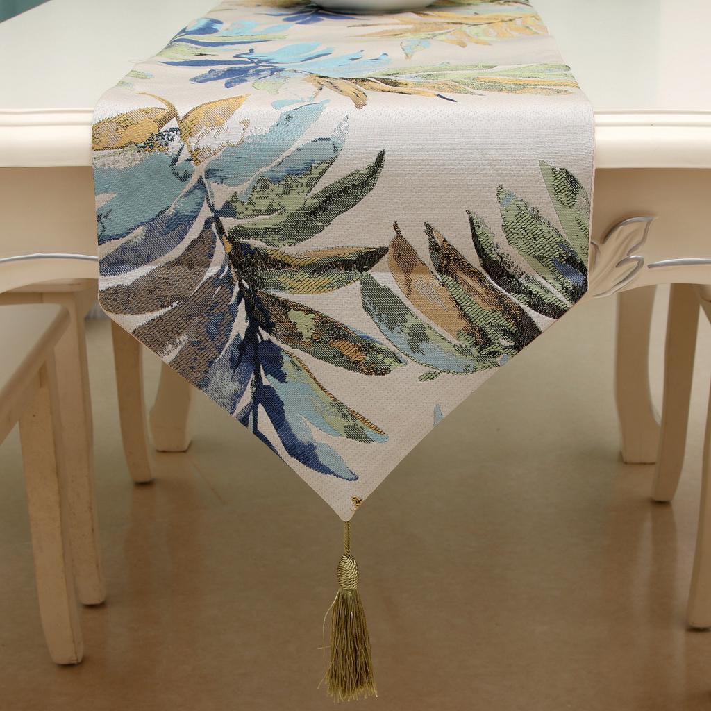 Inyahome Multi-Size Elegant Table Runners Cotton Linen for Home Dining Table Decorative Coffee Jacquard Tea Table Camino De Mesa