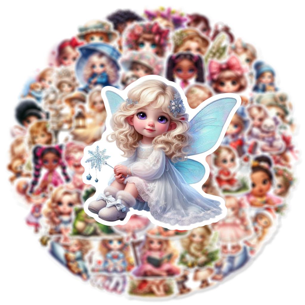 50PCS Cute Doll Little Girl Stickers Decoration Suitcase Scrapbooking Phone Laptop Stationery Kid's Toy Sticker