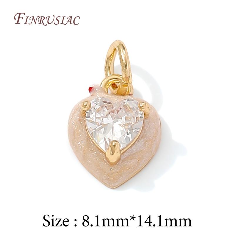 14K Gold Plated Enamel Charms with CZ Crystal,Heart Moon Pendant For DIY Jewelry Making,DIY Bracelet Necklace Earring Supplies