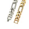 18K Gold Plated Iced Out Cuban Link Bracelet for Men Stainless Steel Hip Hop Luxury Party Fashion Jewelry