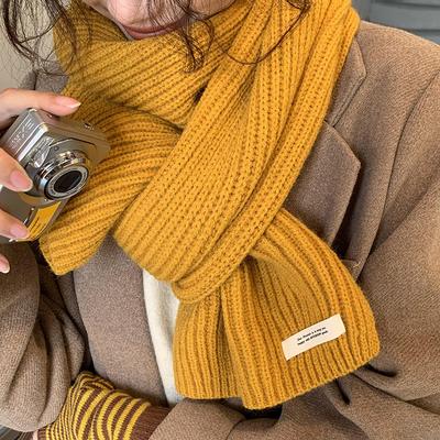 Solid Color Thicken Knitted Scarf For Women Winter Soft Comfortable Korean Warm Fashion Versatile Shawl For Women Female Outdoor