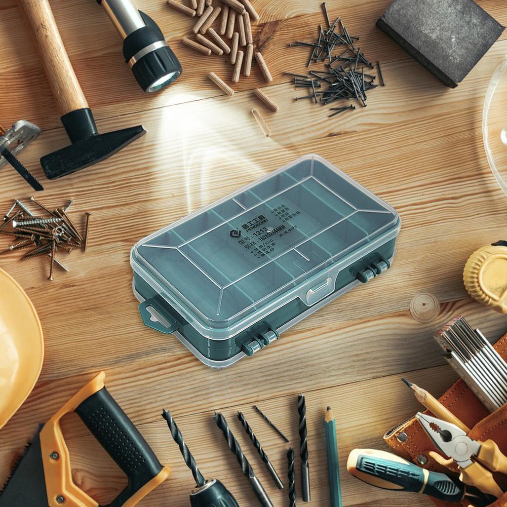 2Pcs Double-Side Hardware Organizer Box Transparent Plastic Tools Box Multifunctional Rectangle Box for Electronic Parts Screw