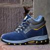 Winter Warm Men's Safety Boots Blue High-end Fashion Anti Puncture Protection Toe Work Boots Protective Shoes Indestructible