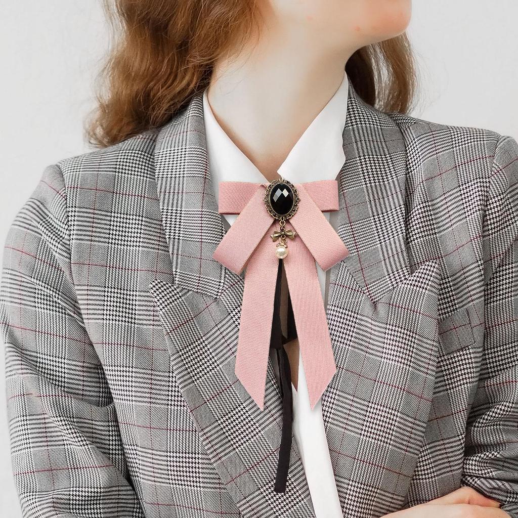 Bow Tie Ribbon Brooch Necktie Pre Tied Ladies Pin Bowknot Shirt for Uniform