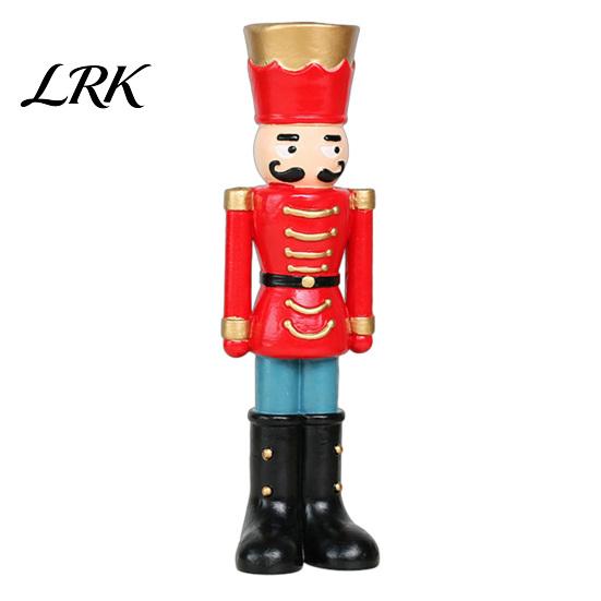 Modern Holiday Table Decor Nutcracker Resin Candle Holder, Pastel Christmas Soldier Figurine for Birthday Souvenir Gifts Desk Shelf, Festive
