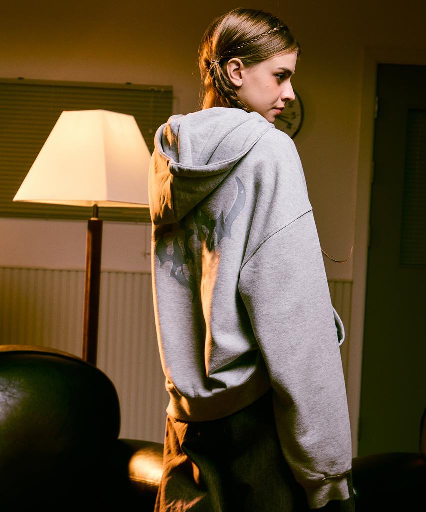 Quton Moire Oversized Zip-Up Hoodie 2 Colors