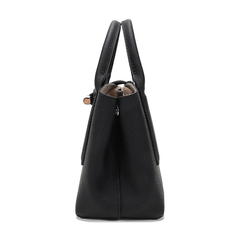 Longchamp Le Roseau 22 Solid Color Bamboo Buckle Pebble Grain Leather Big Bag Shoulder Tote Small Women bags Black 10095HPN001