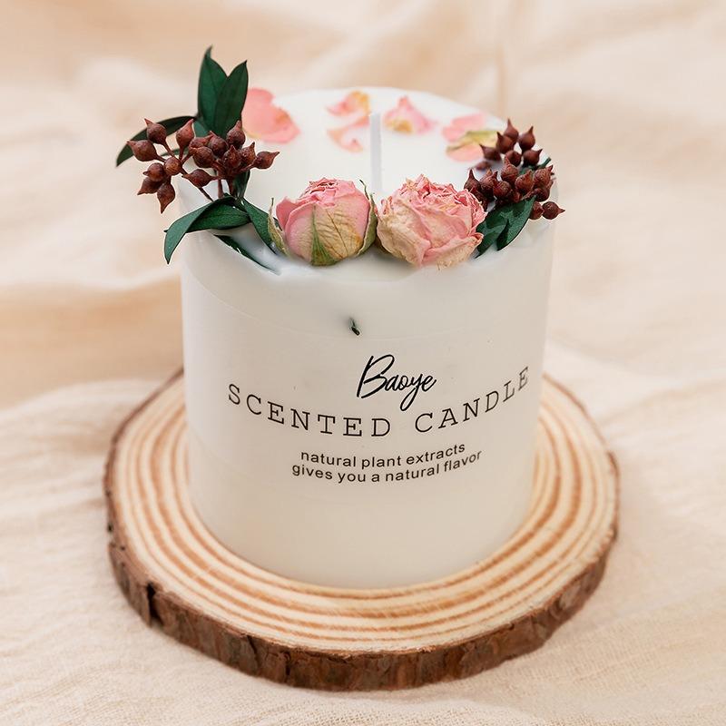 Household Soybean Wax Christmas Birthday Gift with Hand Gift Wedding Box Dry Flower Fragrance Fragrant Candle Wax Candle Wholesale Fragrance