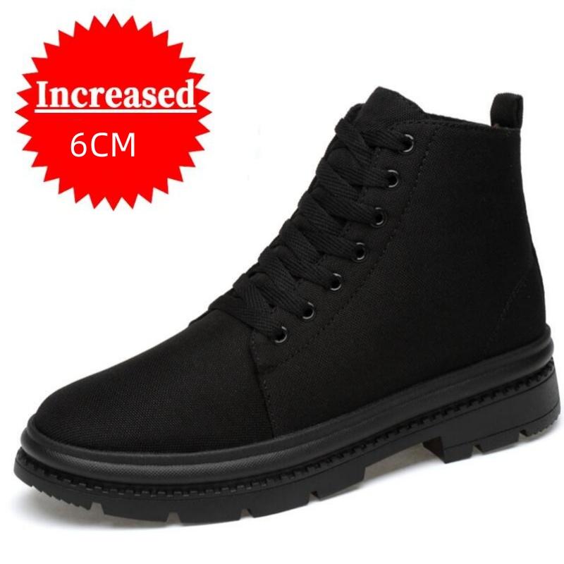 Herren Stiefel Erhöhungsschuhe Versteckte Absätze Canvas Erhöhungsschuhe für Herren Versteckte Absätze Erhöhung Einlegesohle 10CM 8CM 6CM Sport 43 black
