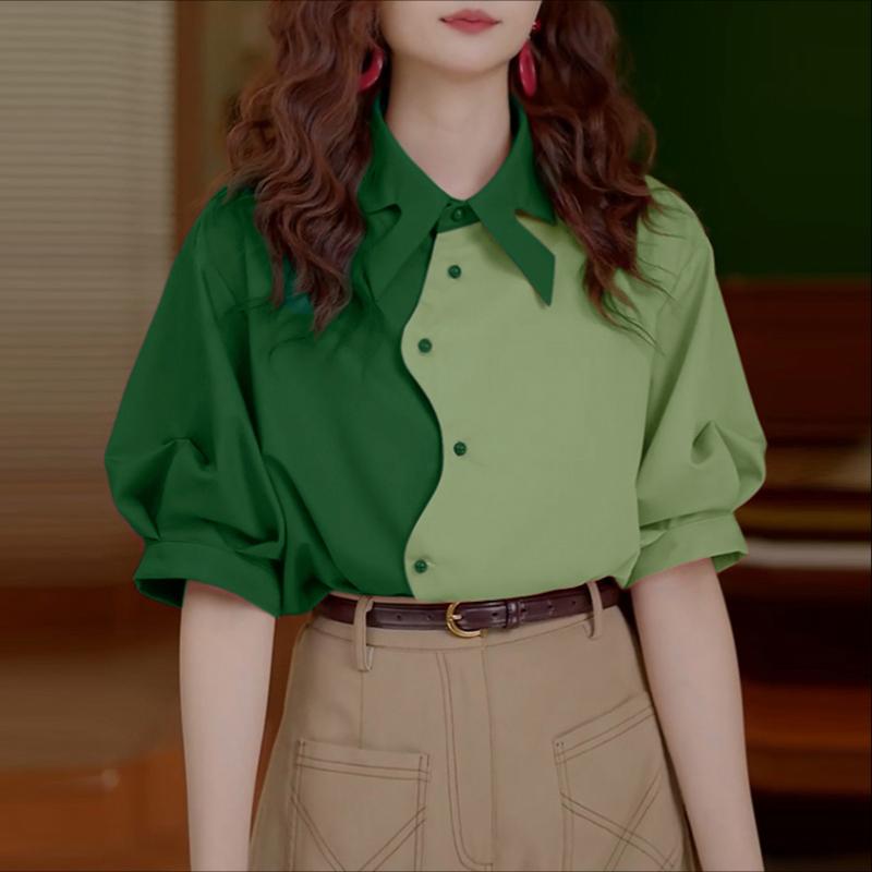 ZANZEA Women Casual Turn Down Collar Loose Summer Short Sleeve Blouse