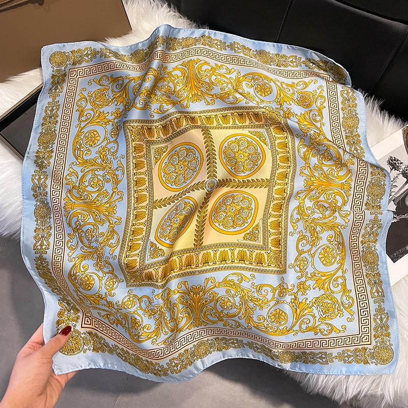Luxury Fashion Print 70*70cm Silk Square Scarf Women Soft Satin Hairband Neckerchief Tie Female Headband Foulard Bag Ribbon