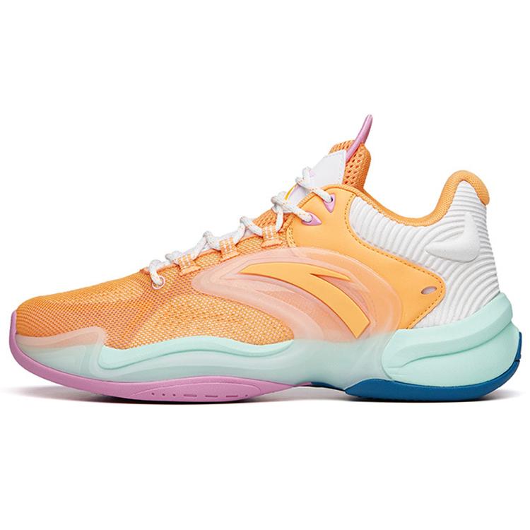 New Anta Hear Wave 3 Cushioned Slip-Resistant Mid-Top Basketball Shoes Men's Yellow Orange 112131608-4