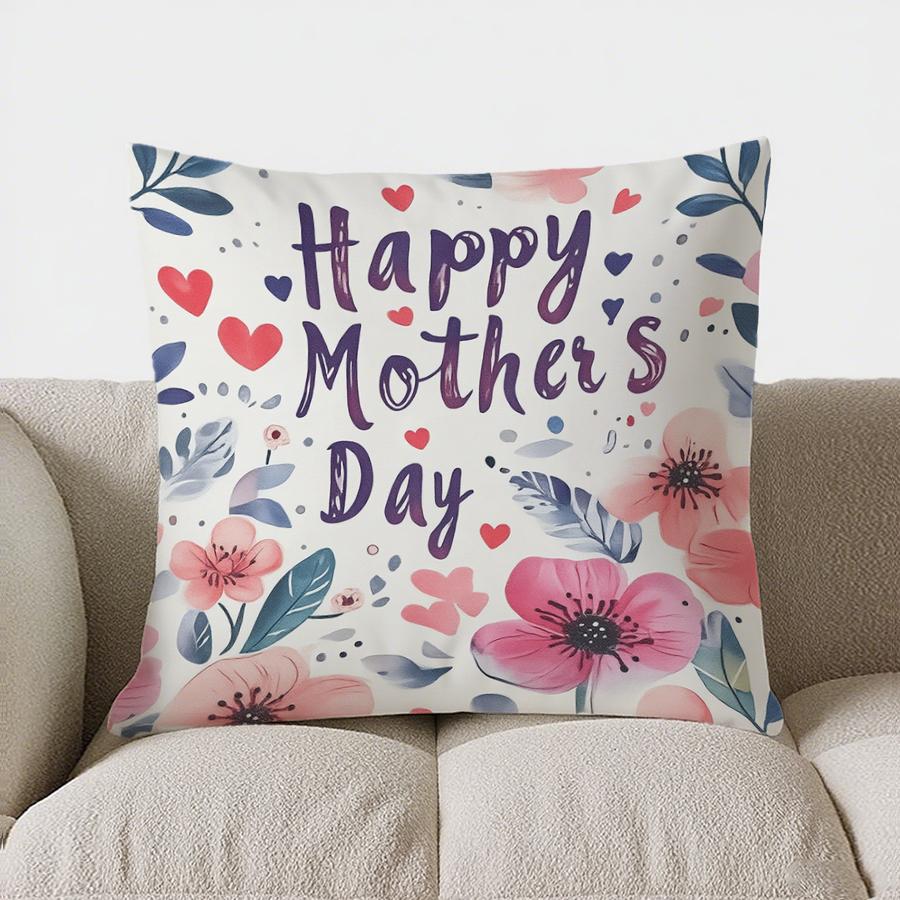 Home Decor Happy Mother'S Day Floral Heart Throw Pillow Pattern Cushion Cover Suitable For Sofa Bedroom Car Pillow Cover