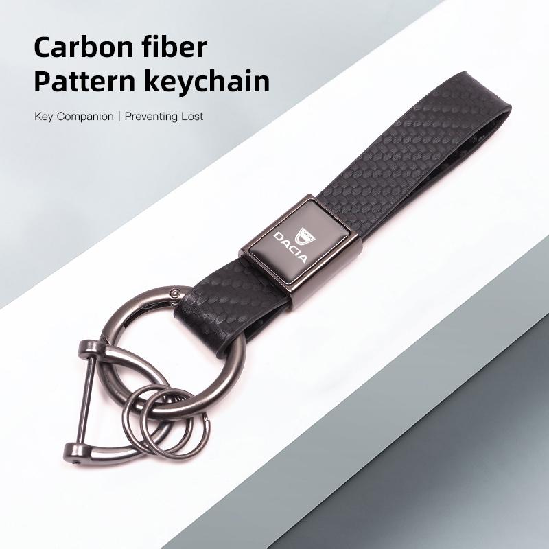 Carbon Fiber Texture Car Logo Key Chain Ring Auto Keychain For Dacia Sandero Stepway Dokker Lodgy Jogger MCV Duster Logan Spring
