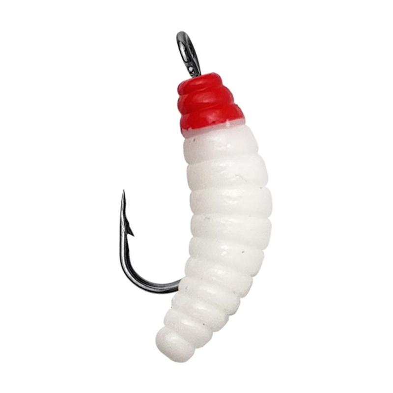 30Pcs  Soft Maggot Baits with Hook Plastic Fishing Lures Artificial Baits for Fishing Tackle Accessories Easy to Use