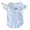 No Harness Needed Dog Wear Cute Girl T-Shirt, Sweet Lace Trim Pet Shirt with Bowknots, Collar Short Flying Sleeves, Summer Female Outfit for