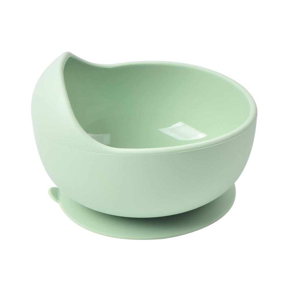 Silicone Baby Bowl & Spoon Set with Wooden Handle and Suction Cup