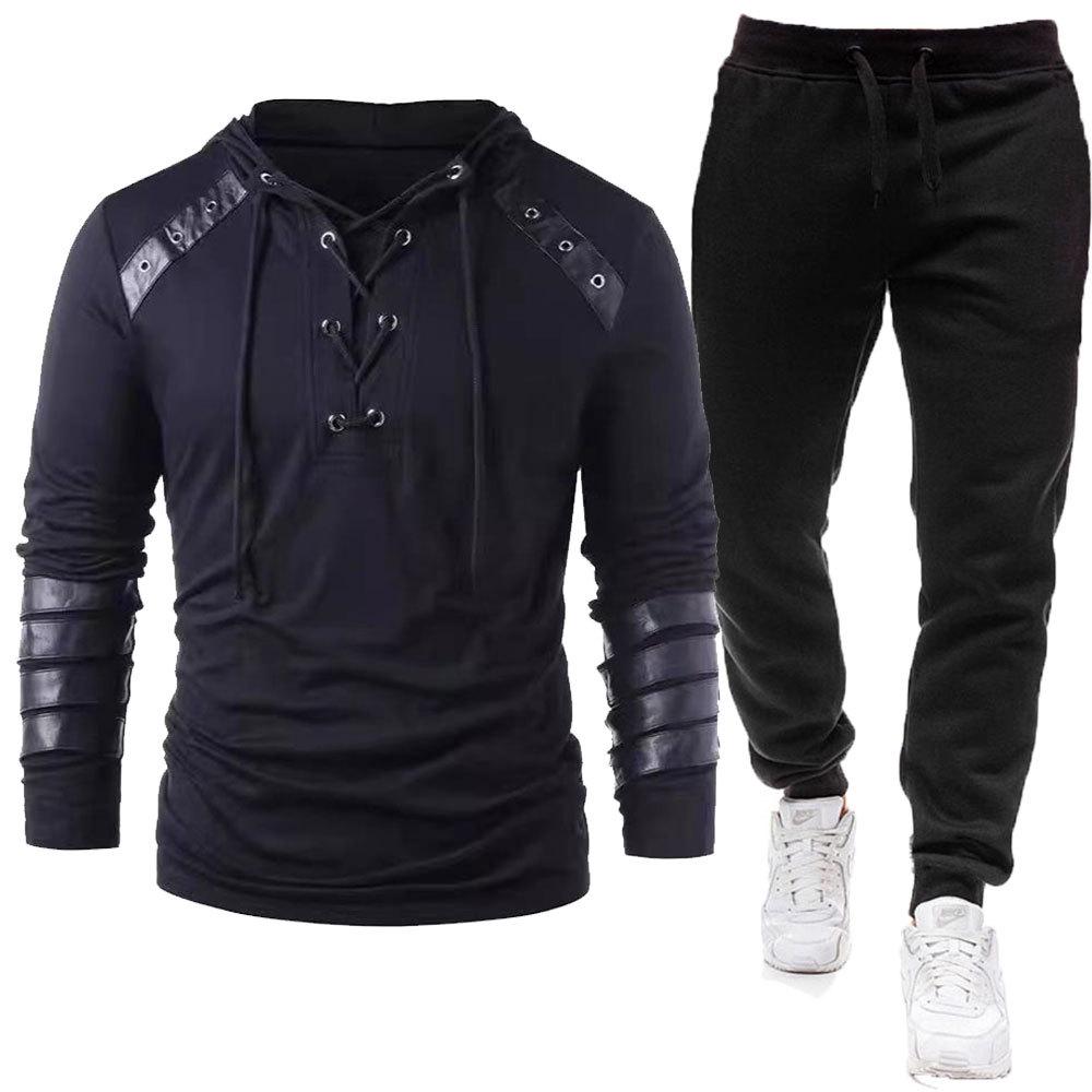 

Мужская толстовка с капюшоном в европейском стиле, повседневная куртка: Стильный комплект под кожу для весны/осени XL