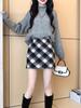 Wool Plaid High-Waisted A-Line Mini Skirt - Retro Academy Style for Autumn/Winter