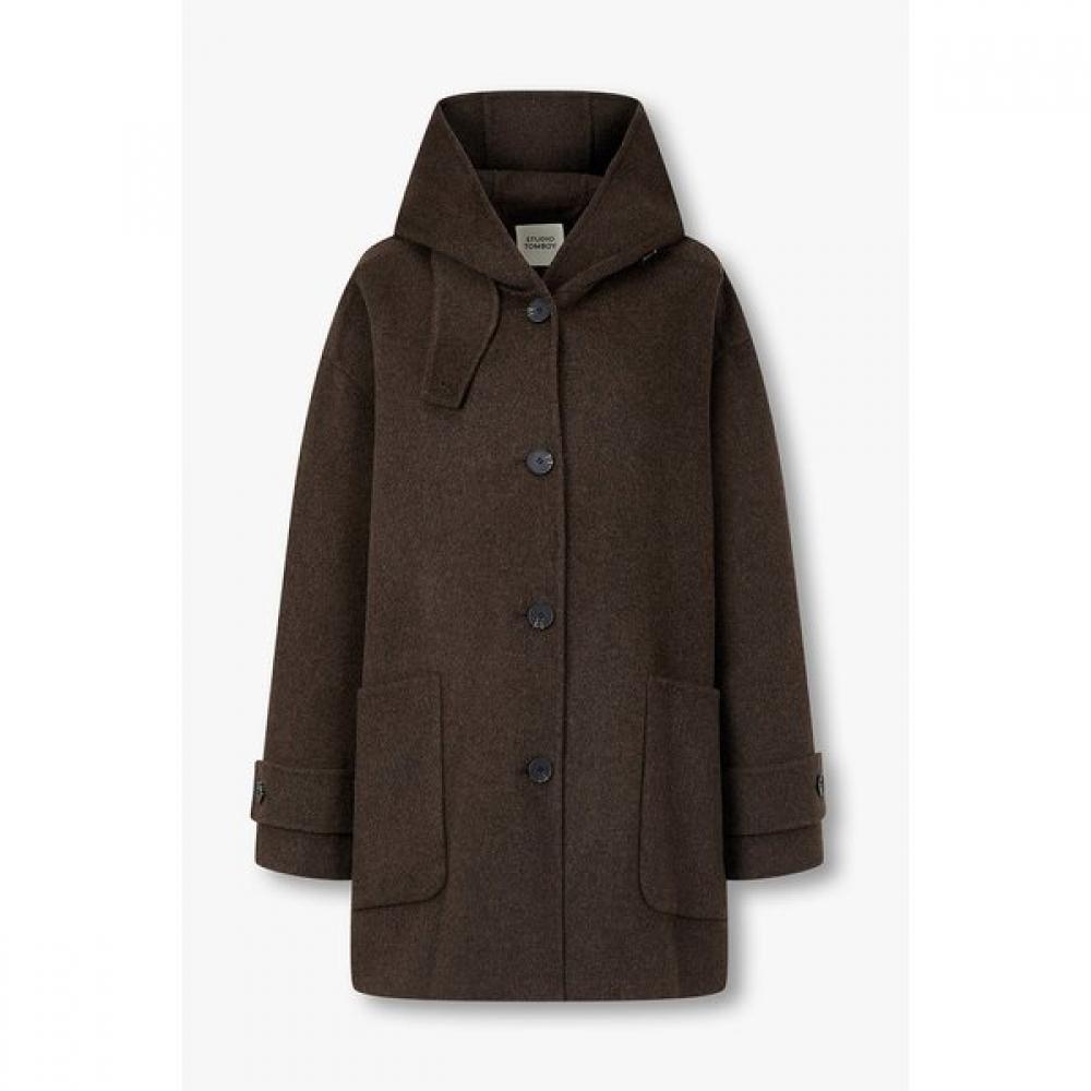 Studio Tomboy Handmade Wool Blend Hoodie Half Coat 9176411981