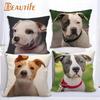 45X45Cm Amstaff Dog Pillow Cover Square Zipper Cotton Linen Fabric Pillow Cases Bedroom Home Decorative Boys Girls Gift