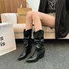Coarse Heeled Boots for Women  Autumn New Fashion Western Boots Knight Pointed Middle Boots