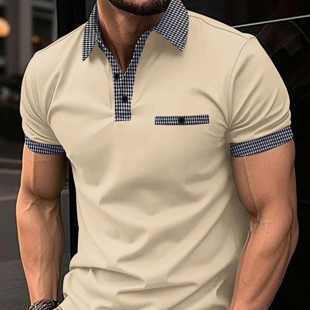 Polo da uomo a maniche corte con bottoni, a blocchi di colore, sportiva da uomo