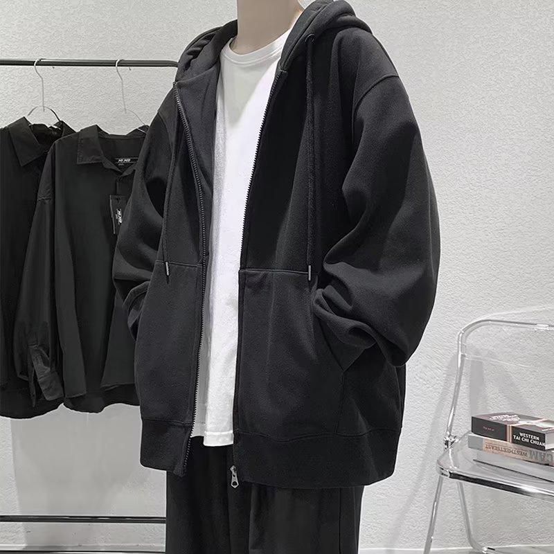 Men's Retro Stand Collar Zipper Cardigan Hoodie - American Style, Spring/Autumn, High-End, Wear-Resistant Jacket