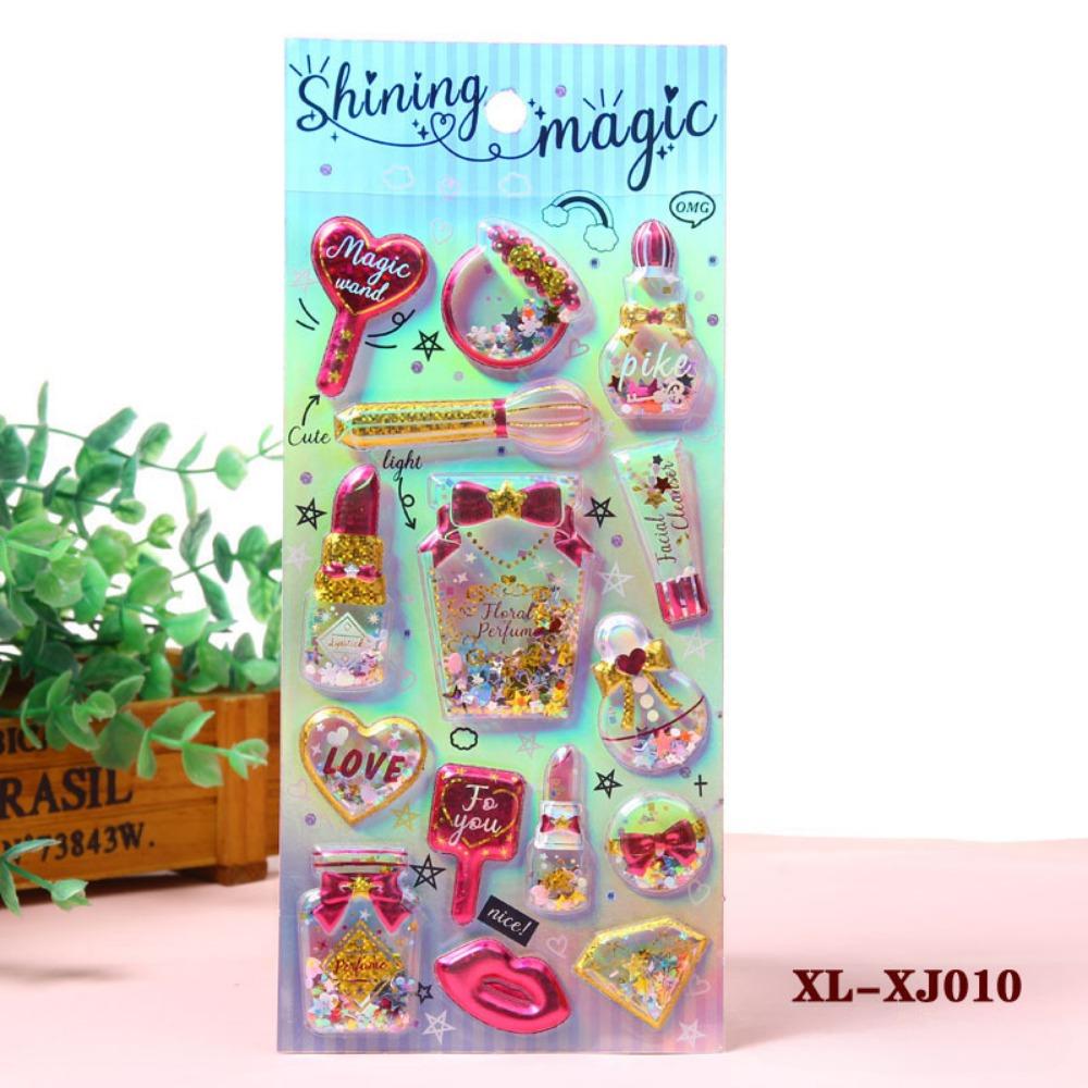 1 PCS Shiny Hot Stamping Cute Stickers 3D Three-dimensional Crystal Shaking Gemstone Stickers for Phone Decoration INS Style Stickers