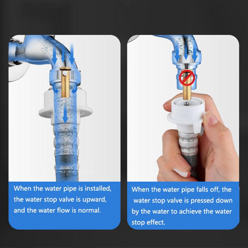 Brass Automatic Water Stop Connector for Washing Machine Faucet Leakproof Quick Adapter