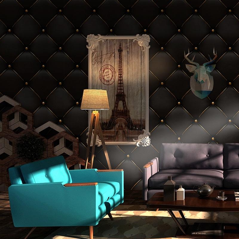 Neu 40*300 cm/Rolle Schwarz Phnom Penh 3D Stereo Leder TV Hintergrund Wand Aufkleber Dekorative Bilder Rem