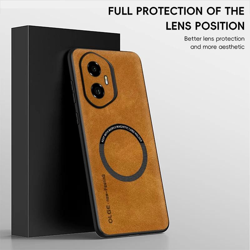 For Honor 300 300 Pro 300 Ultra Fine Hole Sheepskin Magnetic TPU Soft Edge Anti-Drop Anti Fingerprint Phone Case