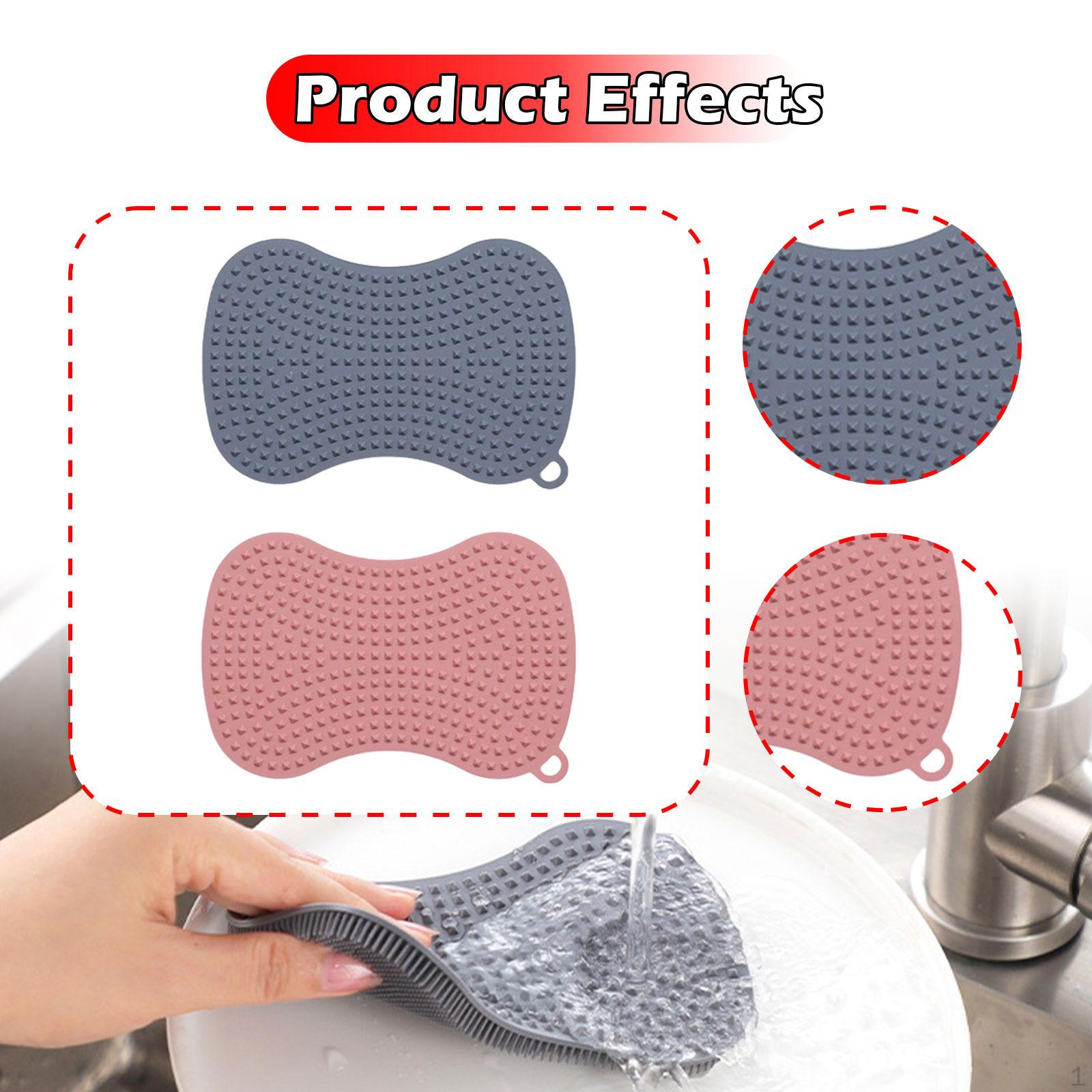 

2 Pieces Silicone Dish Brush Kitchen Sponge Efficient Gadget Soft Household Cleaning