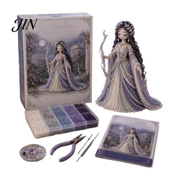 Beginner Beading Set Divine Beaded Goddess Kit, 3D DIY Bead Craft Colorful Kit Art Project with Beads for Adults Teens Women Handmade Gift D