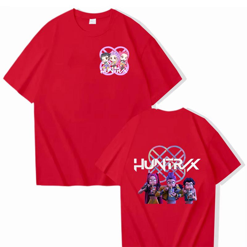 KPop Demon Hunters Anime Cartoon Peripheral Women's Colorful Printed Versatile Fashion Round Neck T-shirt