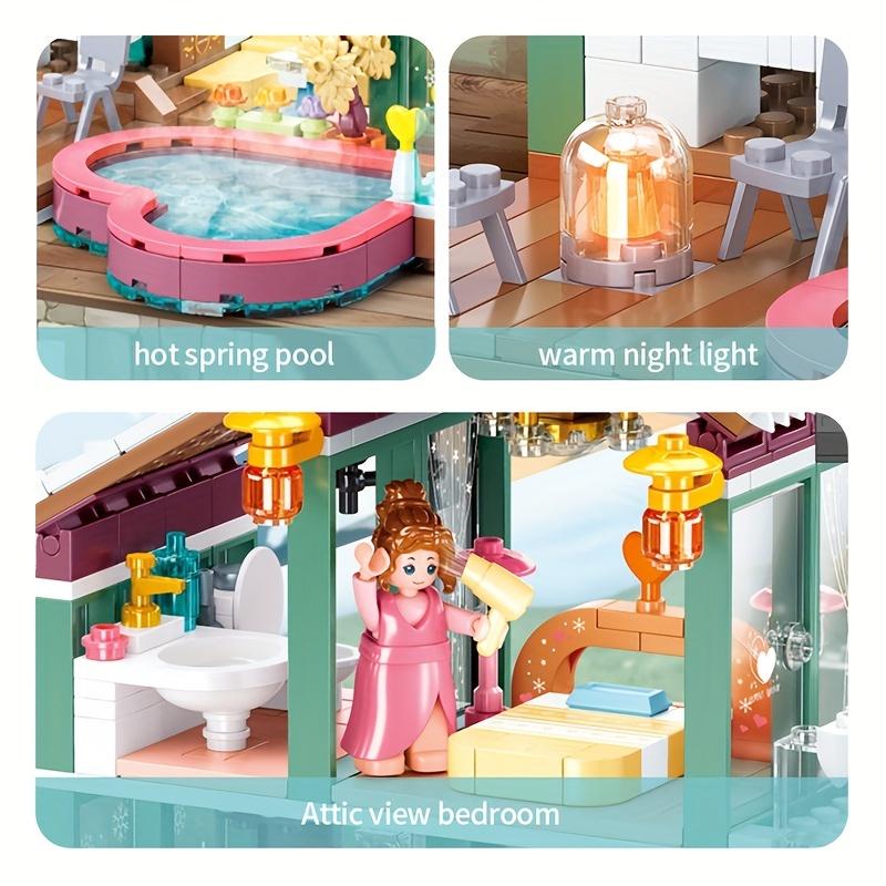 Sluban 0961 Hot Spring Holiday House Building Block Toy Model Educational DIY Assembled Building Block Toy, Home Decoration