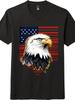 USA Weißkopfseeadler Flagge Grafik T-Shirt, Unisex Täglich Lässig & Patriotisches Versammlungs-T-Shirt