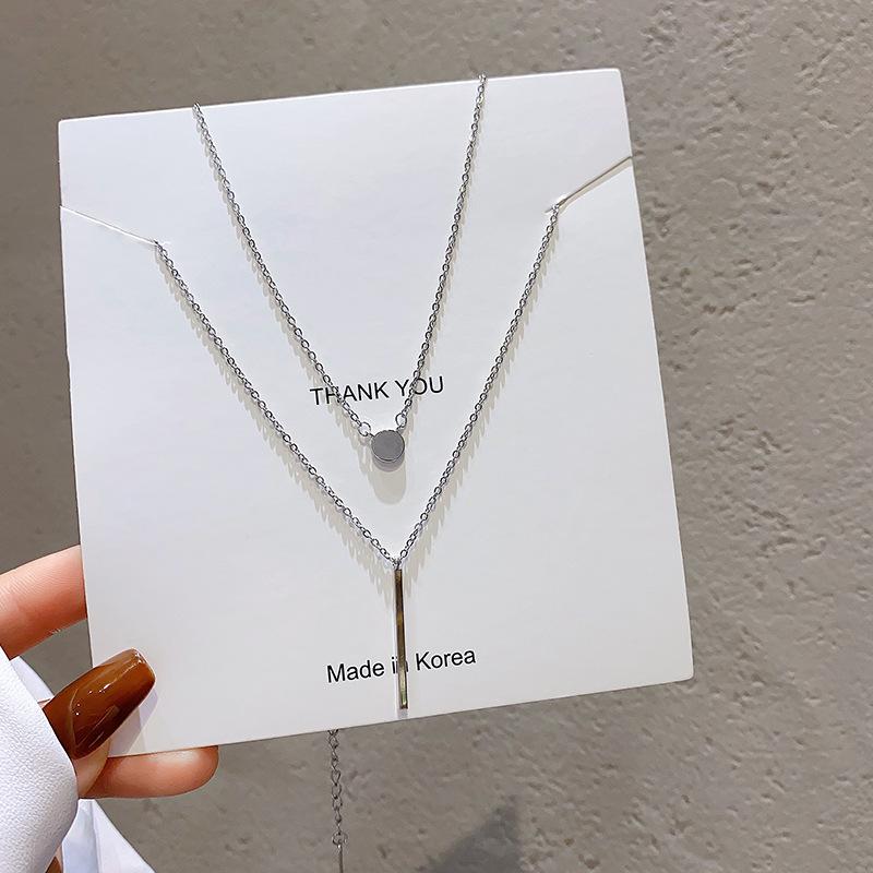 Двойной цирконий титановая сталь ожерелье женственность Инфлюенсер цепочка на ключицу годовые аксессуары