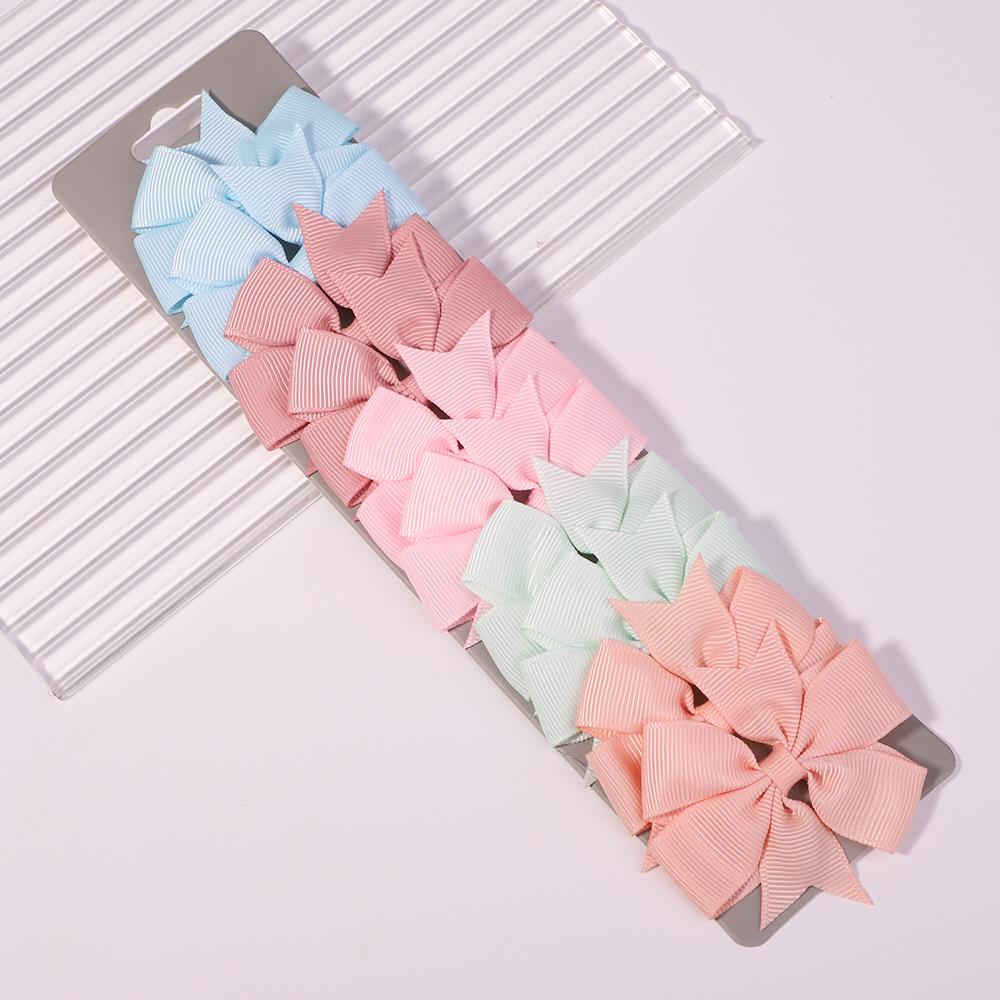 10Pcs/Set New Cute Ribbon Bowknot Hair Clips for Kids Handmade Bows Hairpin Barrettes Headwear Baby Girls Hair Accessories