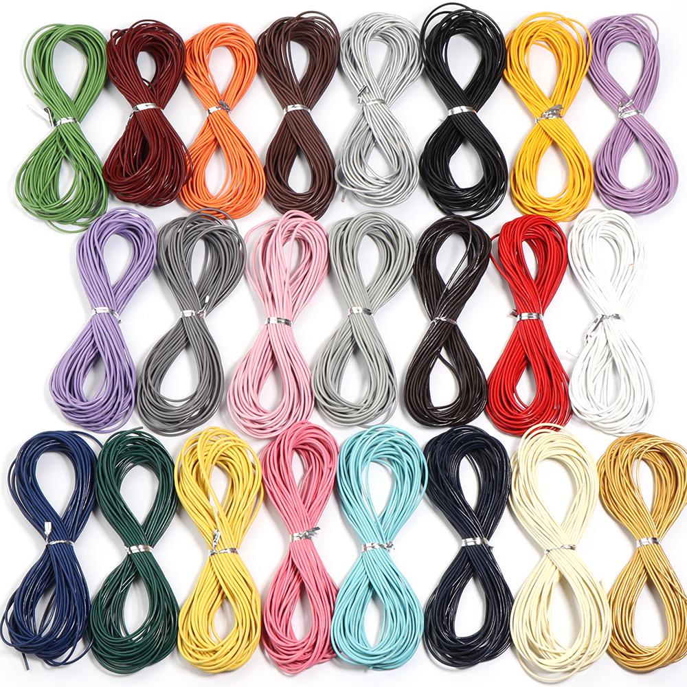 10yards/lot Genuine Leather Cord Dia 1/1.5/2/3mm Colored Round Leather Rope For DIY Bracelet Necklace Jewelry Making Accessories