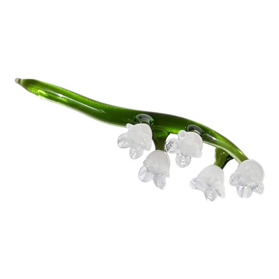 Mini Glass Lily of The Valley Flower Figurine Handmade Faux Crystal Small Flower A белый