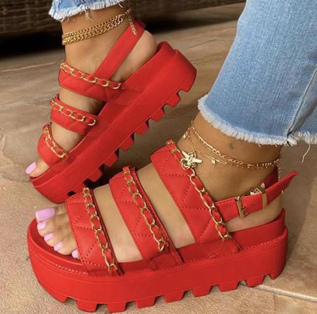 Women Sandals 2024 Fashion Platform Gladiator Sandals Open Toe Buckle Strappy Height Increase Sandals Summer Women Sandalias