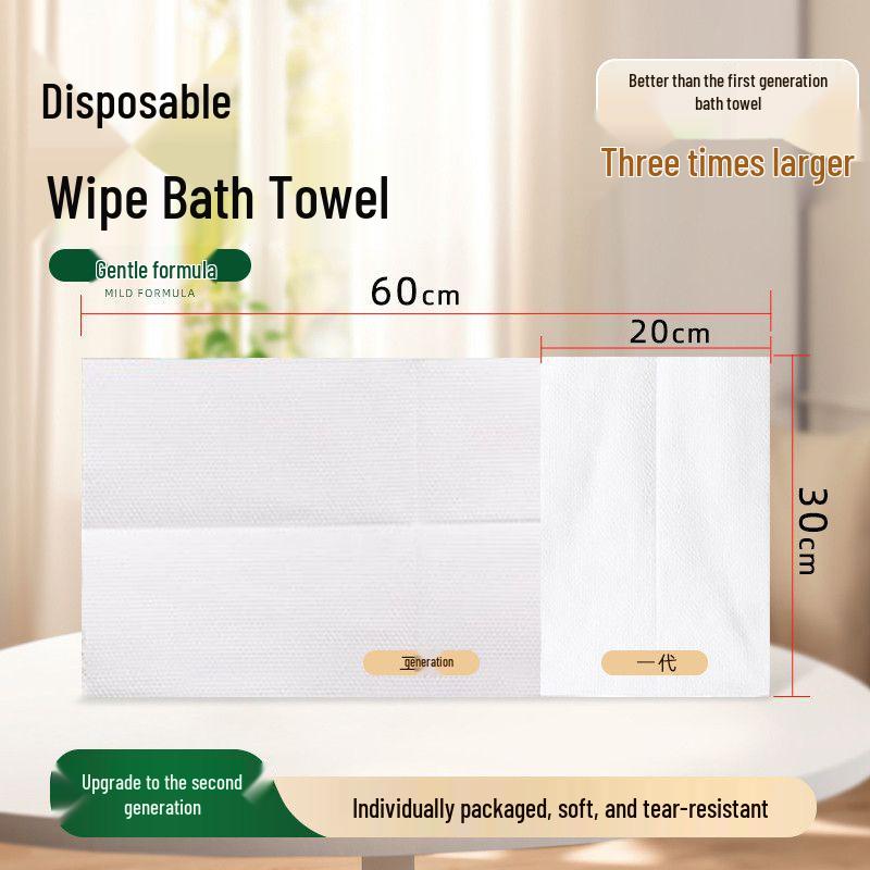 Portable Thickened Elderly Care Bath Towel: One-Piece, Full-Body Waterless Wash