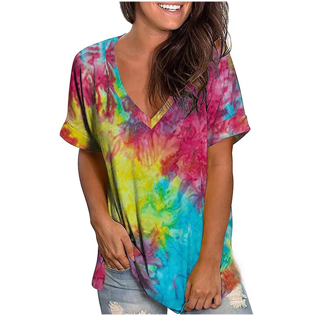 tie dye v neck t shirt
