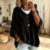Women's 3/4 Sleeve Velvet Hoodie Color Casual Pullover Top
