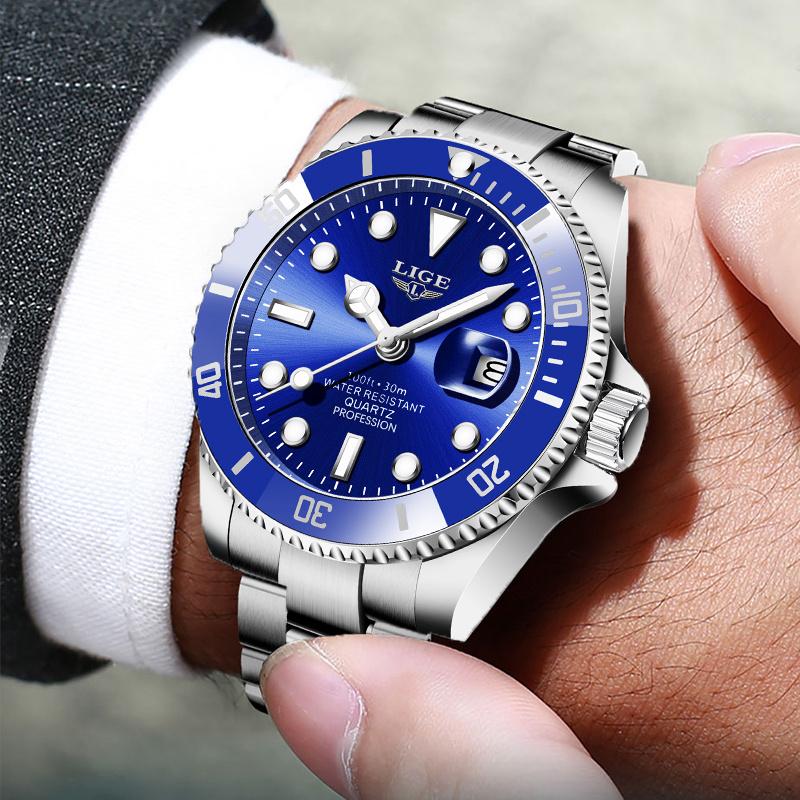 LIGE Watches for Men Fashion Diver Waterproof Date Clock Military Watches Men Sport Men's Watches Quartz Men's Gift Reloj